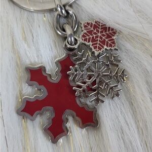 COACH 💕 Vintage Red & Silver Snowflake Keychain/Bag Charm. EUC